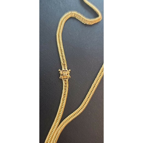 18K Saudi Real Gold Necklace 750 Fine 20” Long Curb Chain - Picture 2 of 9